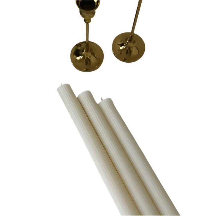 Cream Taper Ribbed Pillar Candle
