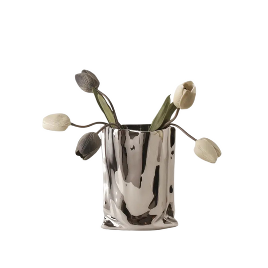 Mirror Paper Bag Looking Ceramic Vase