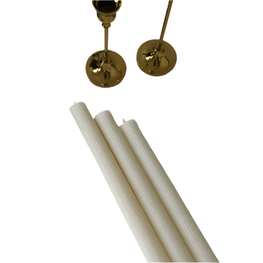 Cream Taper Ribbed Pillar Candle